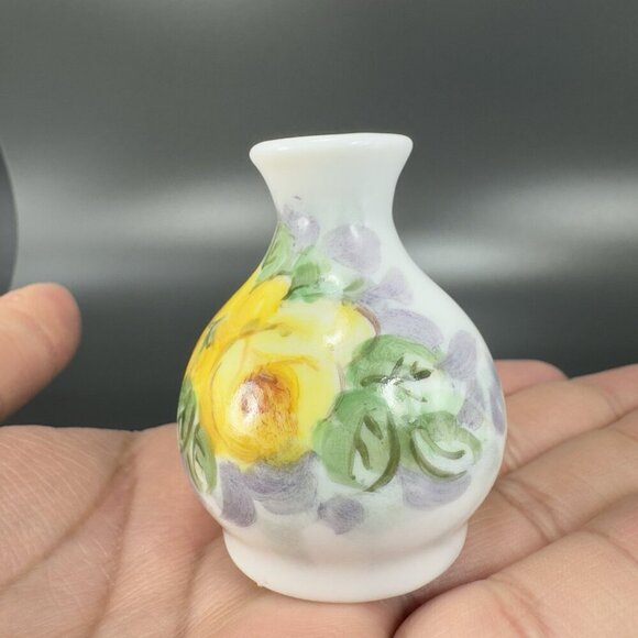 Antique Hand Painted Porcelain Bud Vase Miniature Vase Artist Signed Flower VTG - Picture 11 of 12